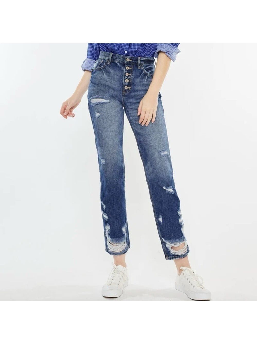 Kancan Keke High Rise Straight Leg Jeans Size 25 NWT Distressed